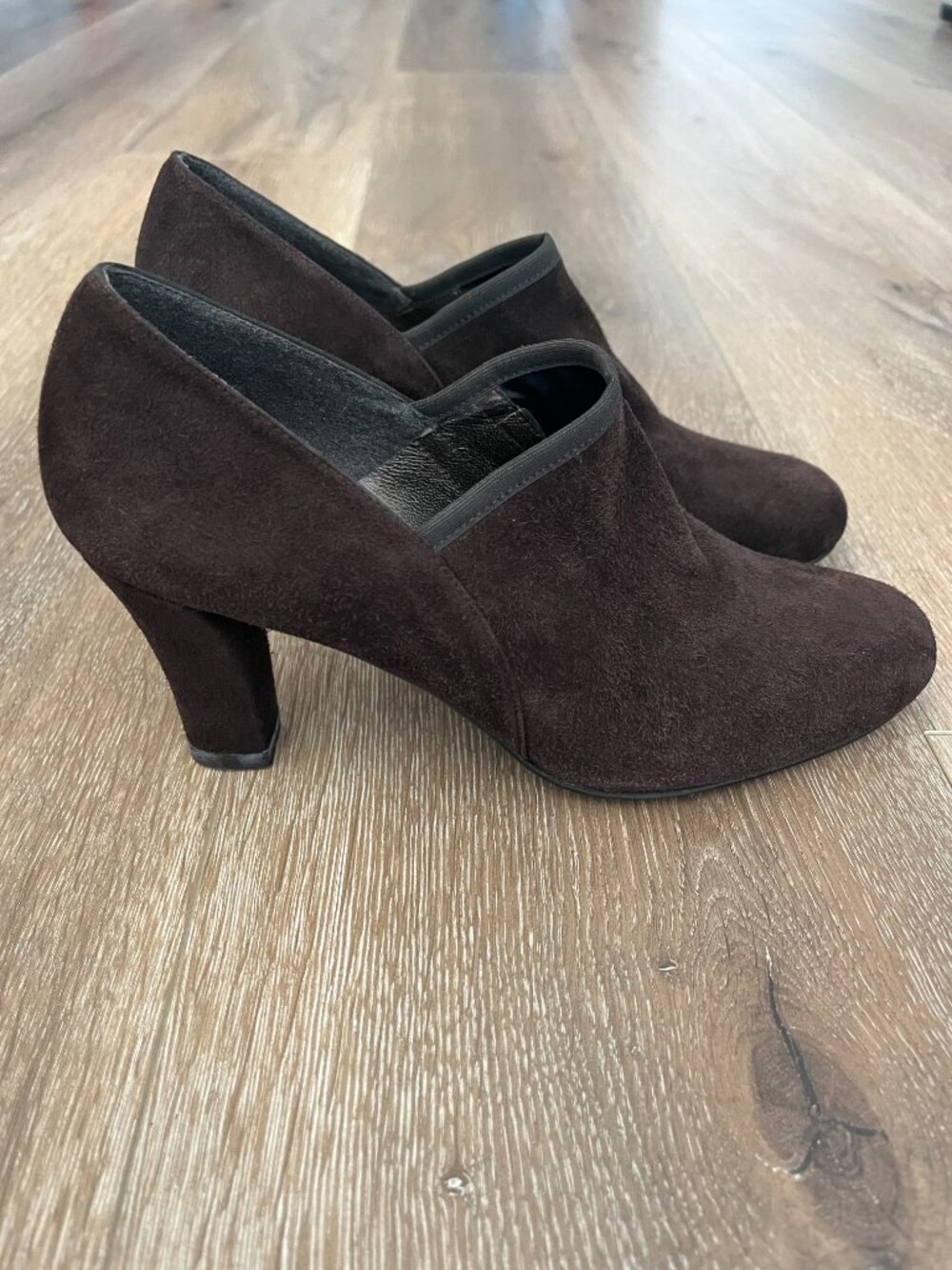 STUART WEITZMAN Suede Leather Booties Heels - 6 - Chocolate Brown
